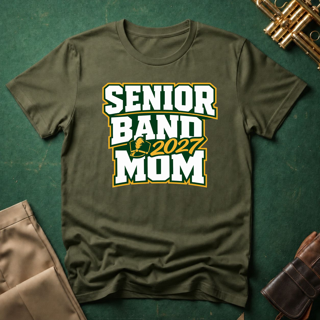 Senior Band 2027 Mom Green/Yellow T-shirt