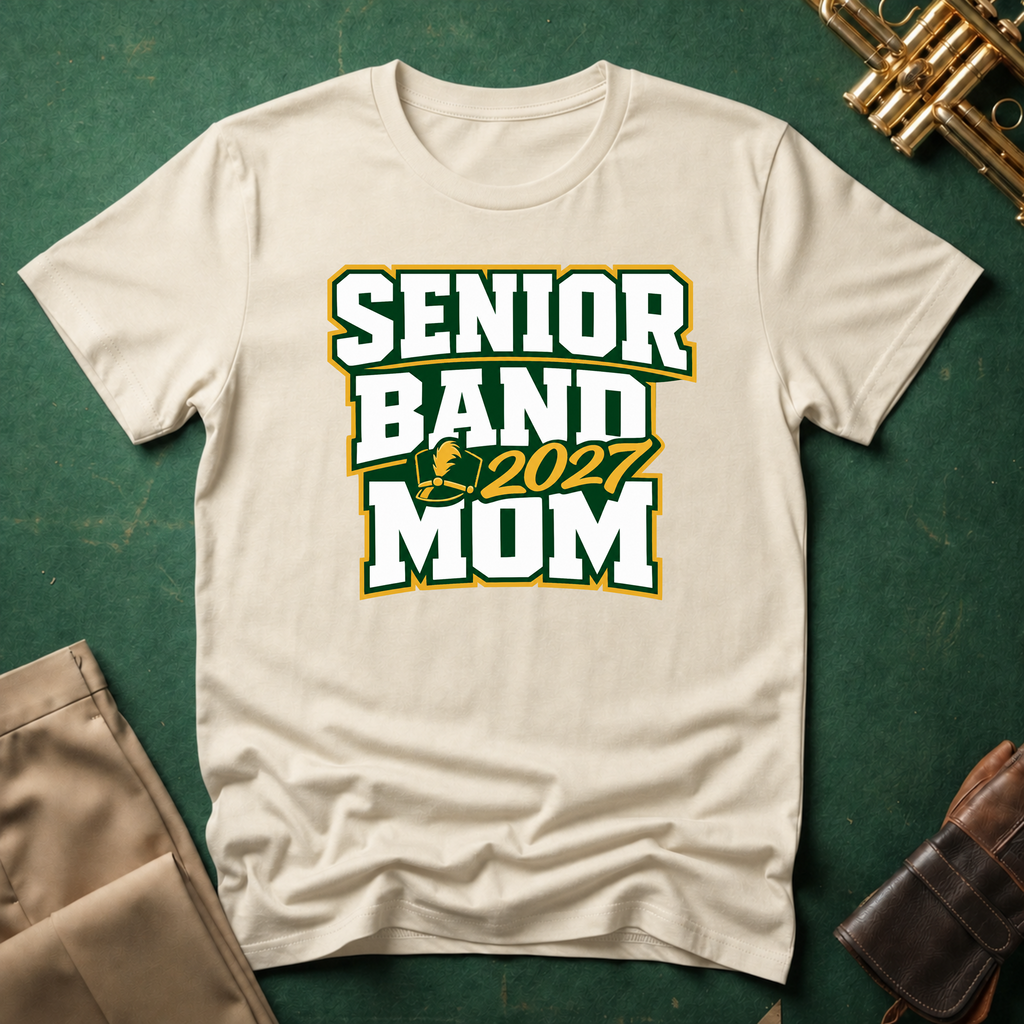 Senior Band 2027 Mom Green/Yellow T-shirt