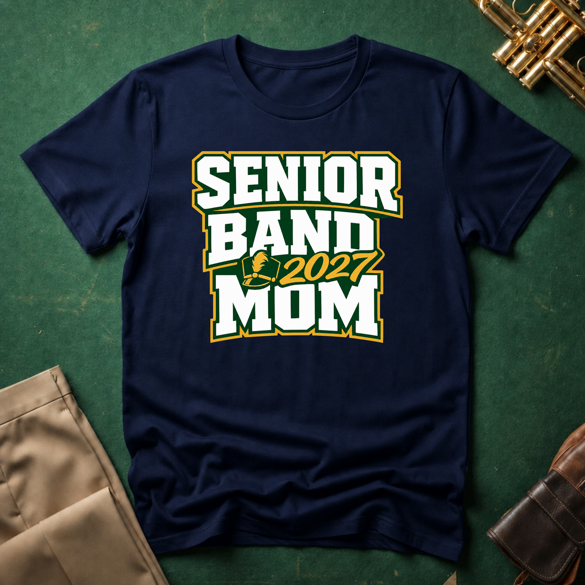 Senior Band 2027 Mom Green/Yellow T-shirt