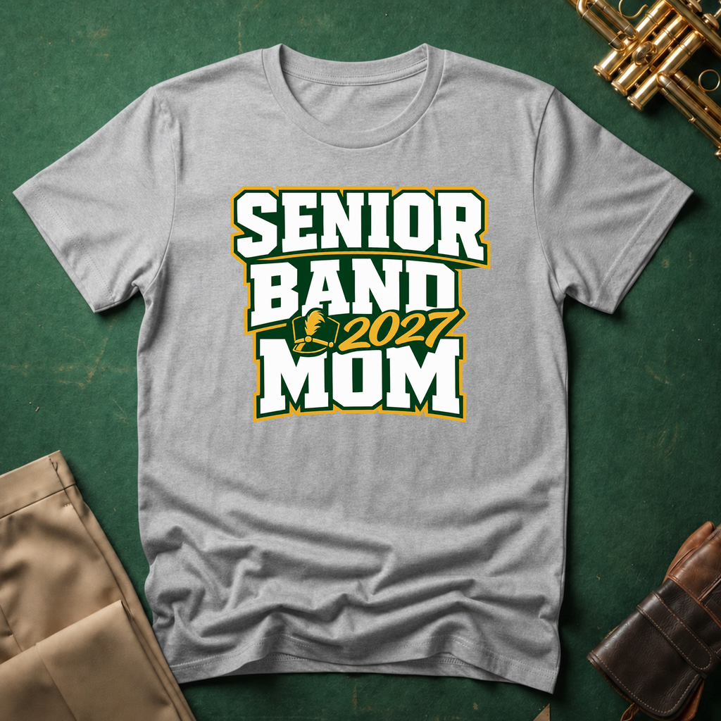 Senior Band 2027 Mom Green/Yellow T-shirt