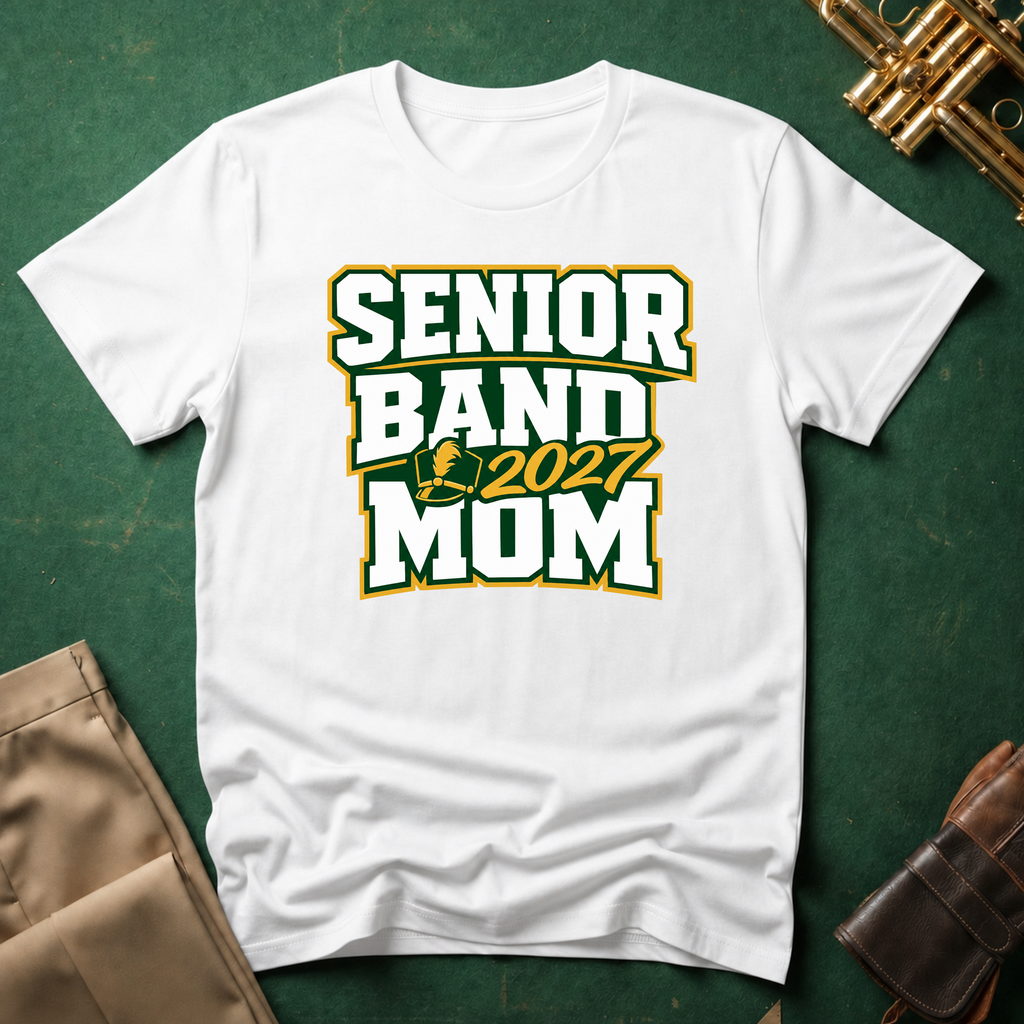Senior Band 2027 Mom Green/Yellow T-shirt