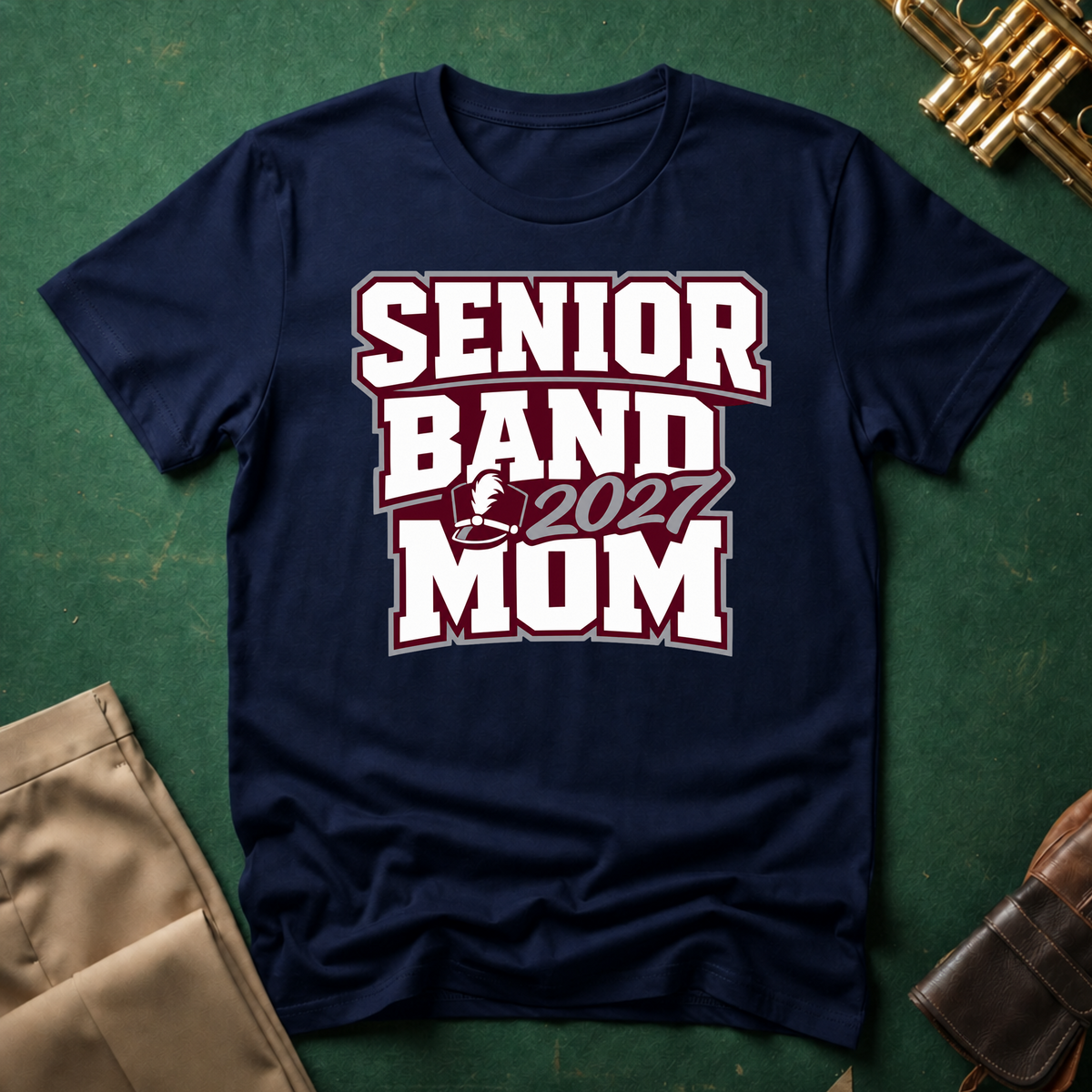 Senior Band 2027 Mom Maroon T-shirt