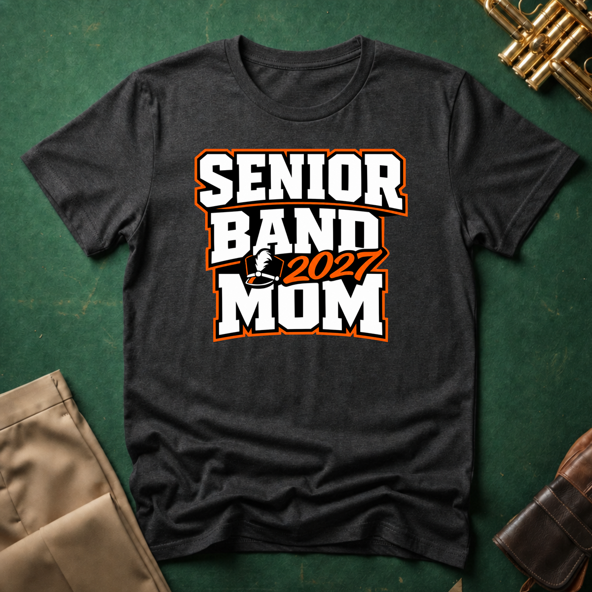 Senior Band 2027 Mom Orange T-shirt