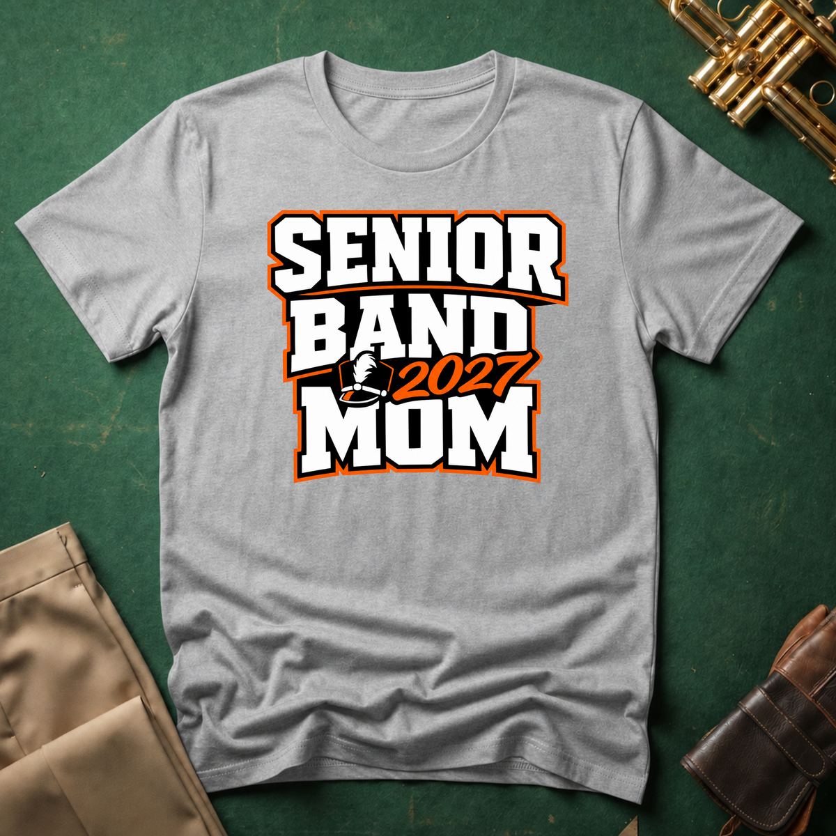 Senior Band 2027 Mom Orange T-shirt
