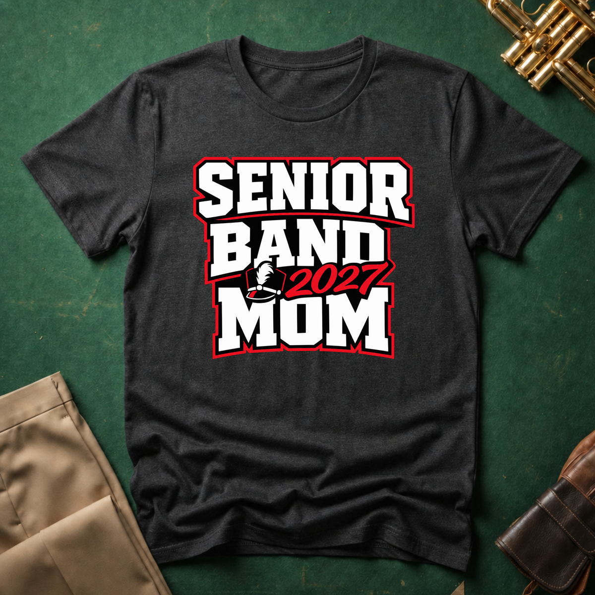 Senior Band 2027 Mom Red T-shirt