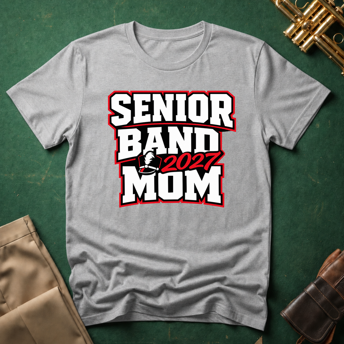Senior Band 2027 Mom Red T-shirt