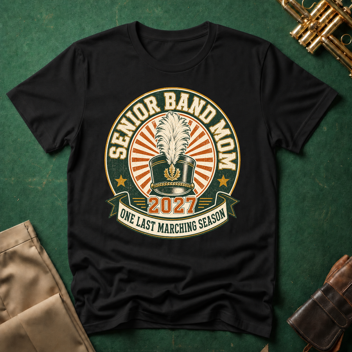 Senior Band Mom Green Patch T-shirt