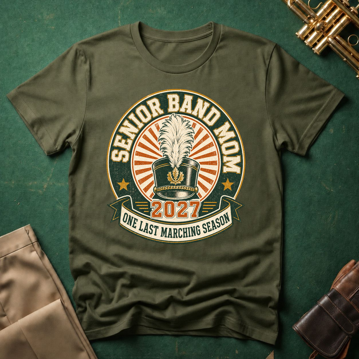 Senior Band Mom Green Patch T-shirt