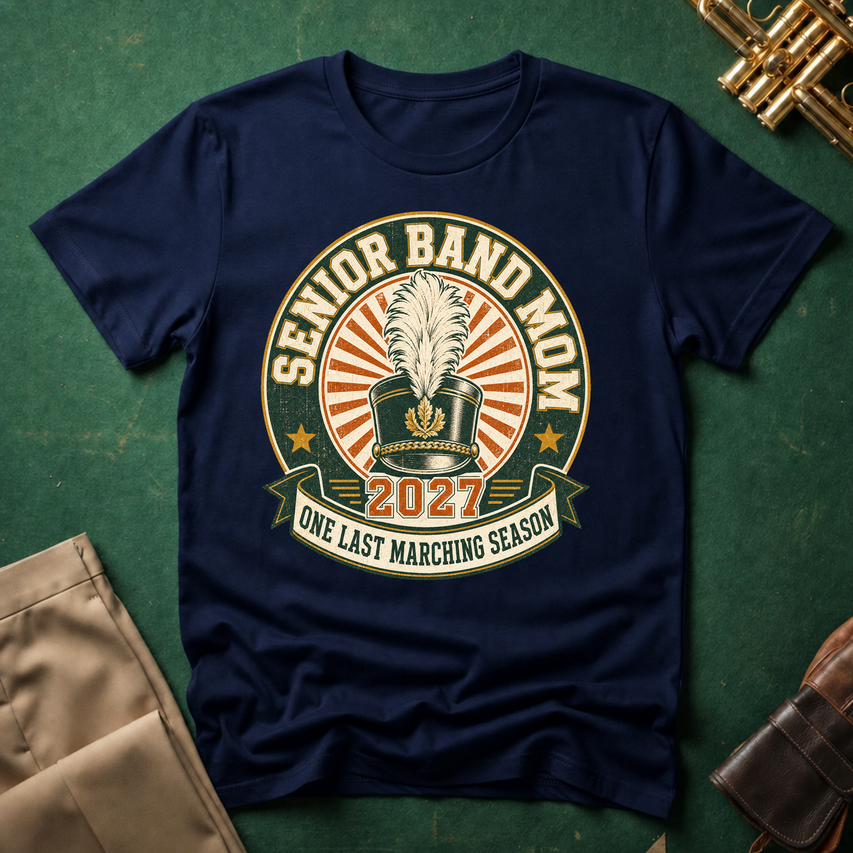 Senior Band Mom Green Patch T-shirt