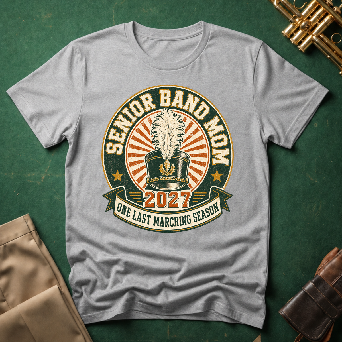 Senior Band Mom Green Patch T-shirt