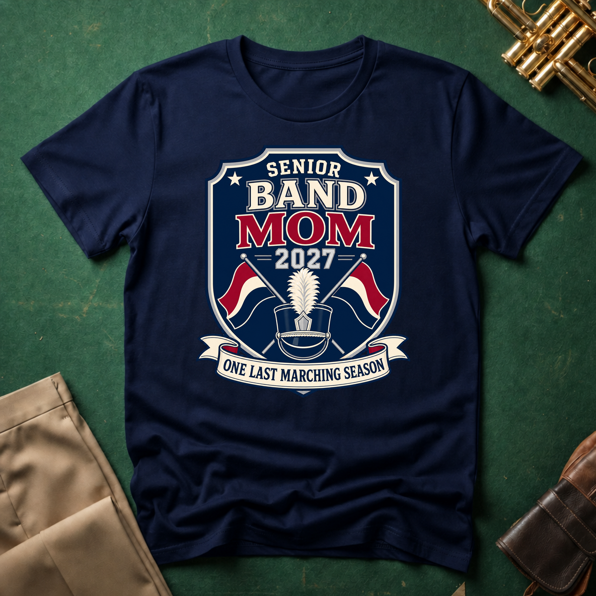 Senior Band Mom Navy Patch T-shirt