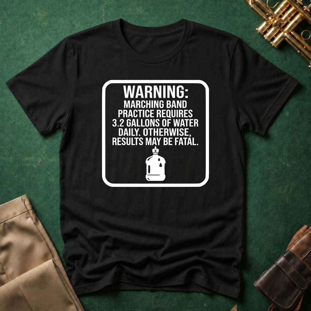 Warning Marching Band Practice Requires 3.2 Gallons of Water T-shirt
