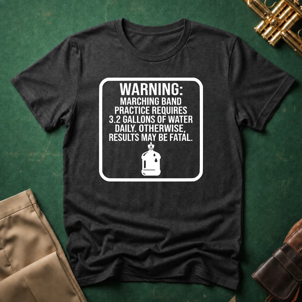Warning Marching Band Practice Requires 3.2 Gallons of Water T-shirt