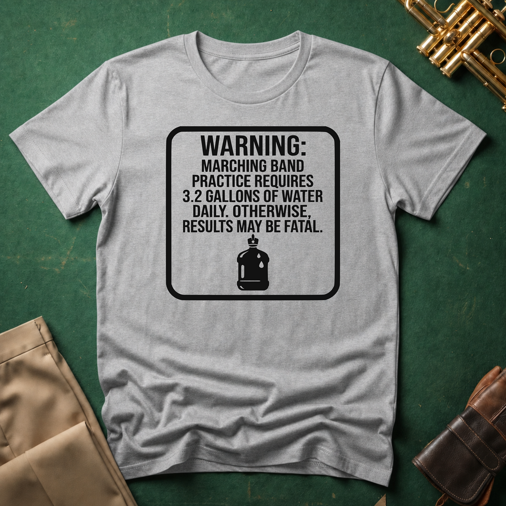 Warning Marching Band Practice Requires 3.2 Gallons of Water T-shirt
