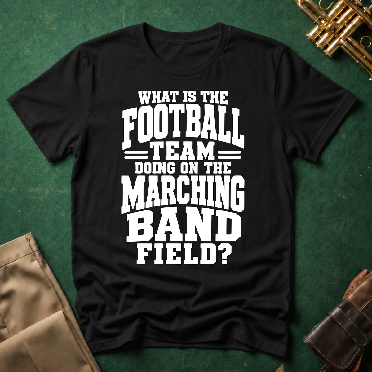 What is the Football Team Doing on the Marching Band Field T-shirt
