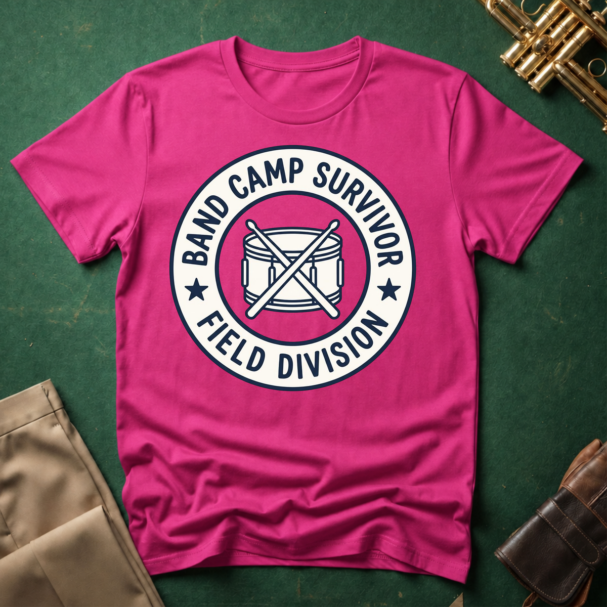 Band Camp Survivor Field Division with Snare Drum T-shirt
