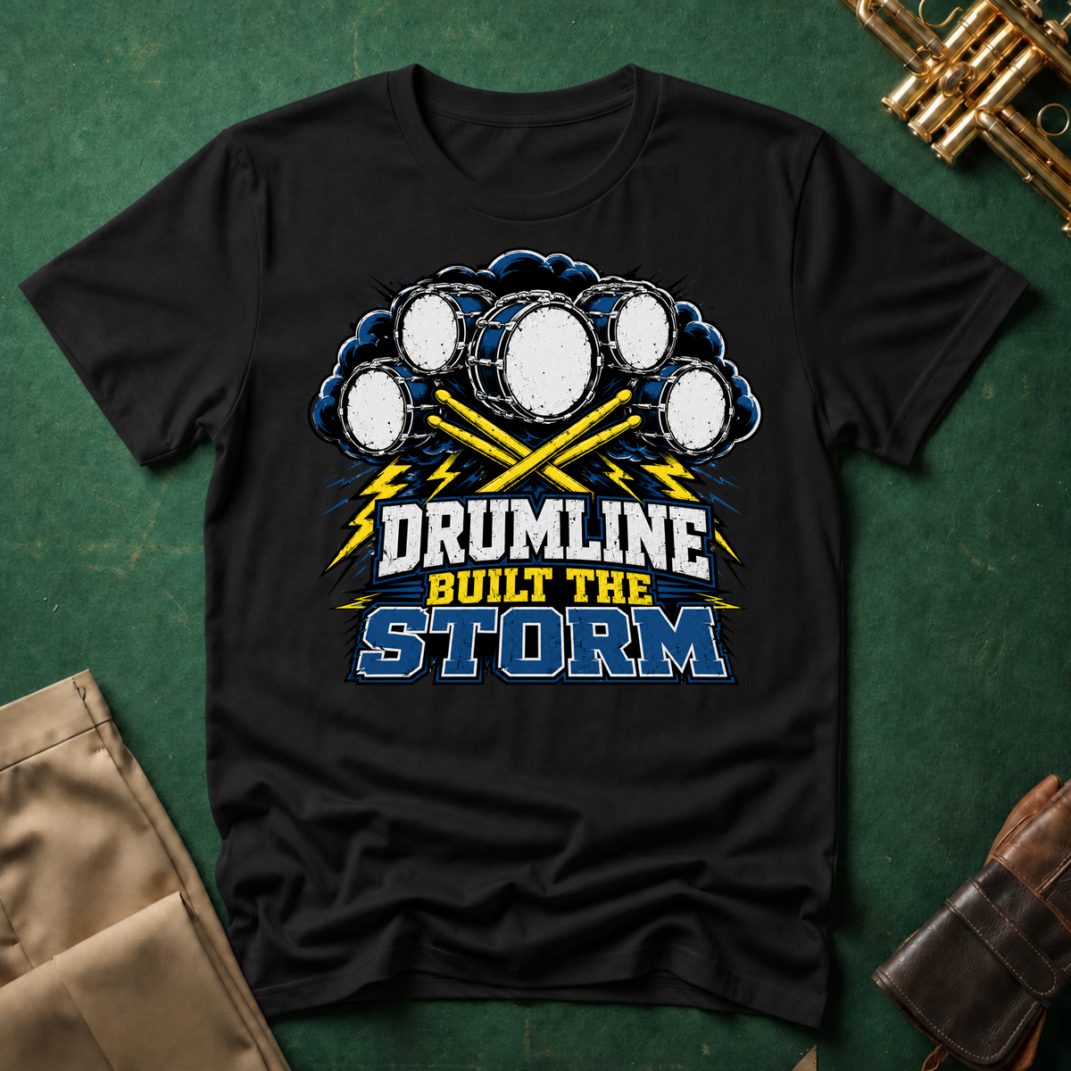 Drumline Built the Storm T-Shirt — Drum Corps Marching Band Tee