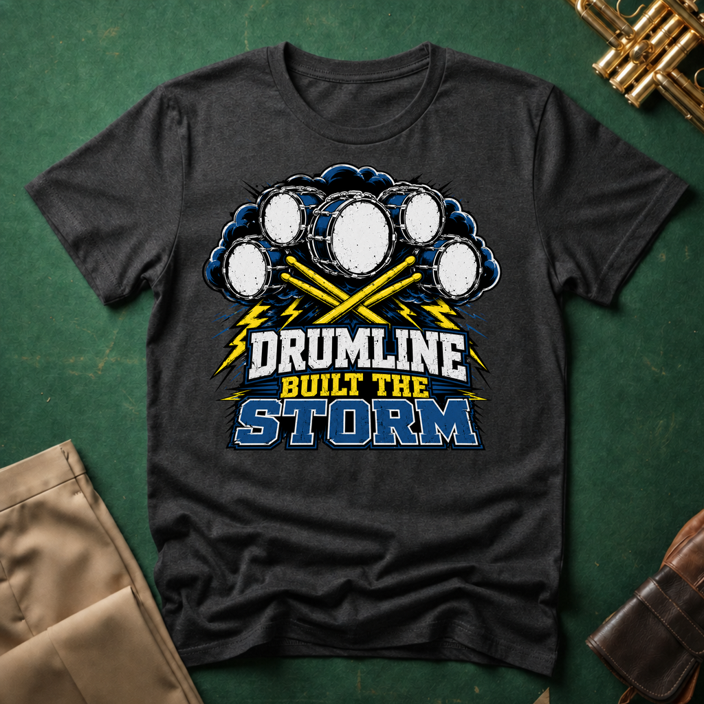 Drumline Built the Storm T-Shirt — Drum Corps Marching Band Tee