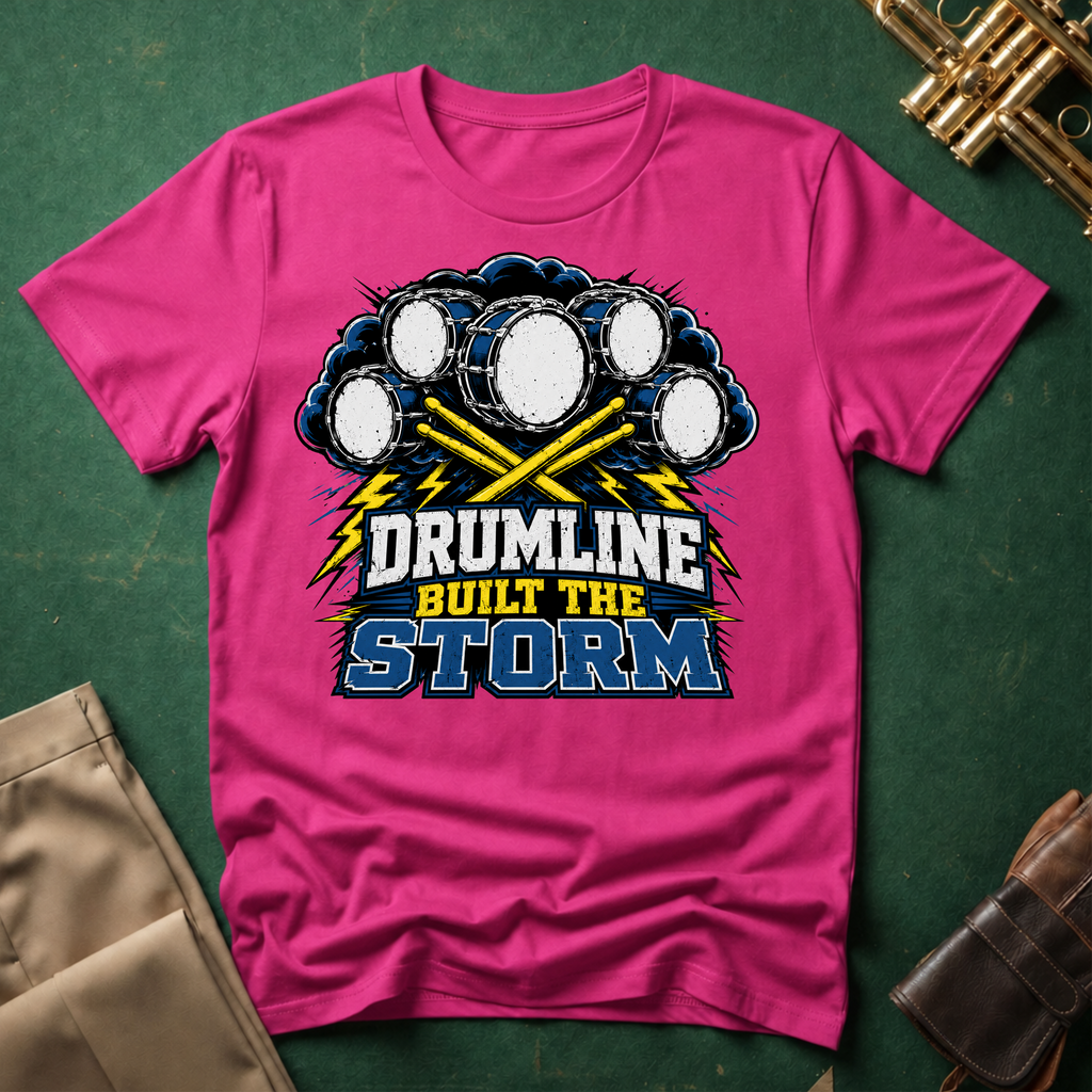 Drumline Built the Storm T-Shirt — Drum Corps Marching Band Tee