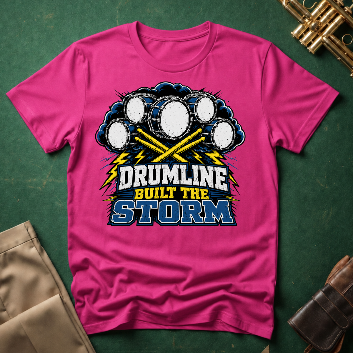 Drumline Built the Storm T-Shirt — Drum Corps Marching Band Tee