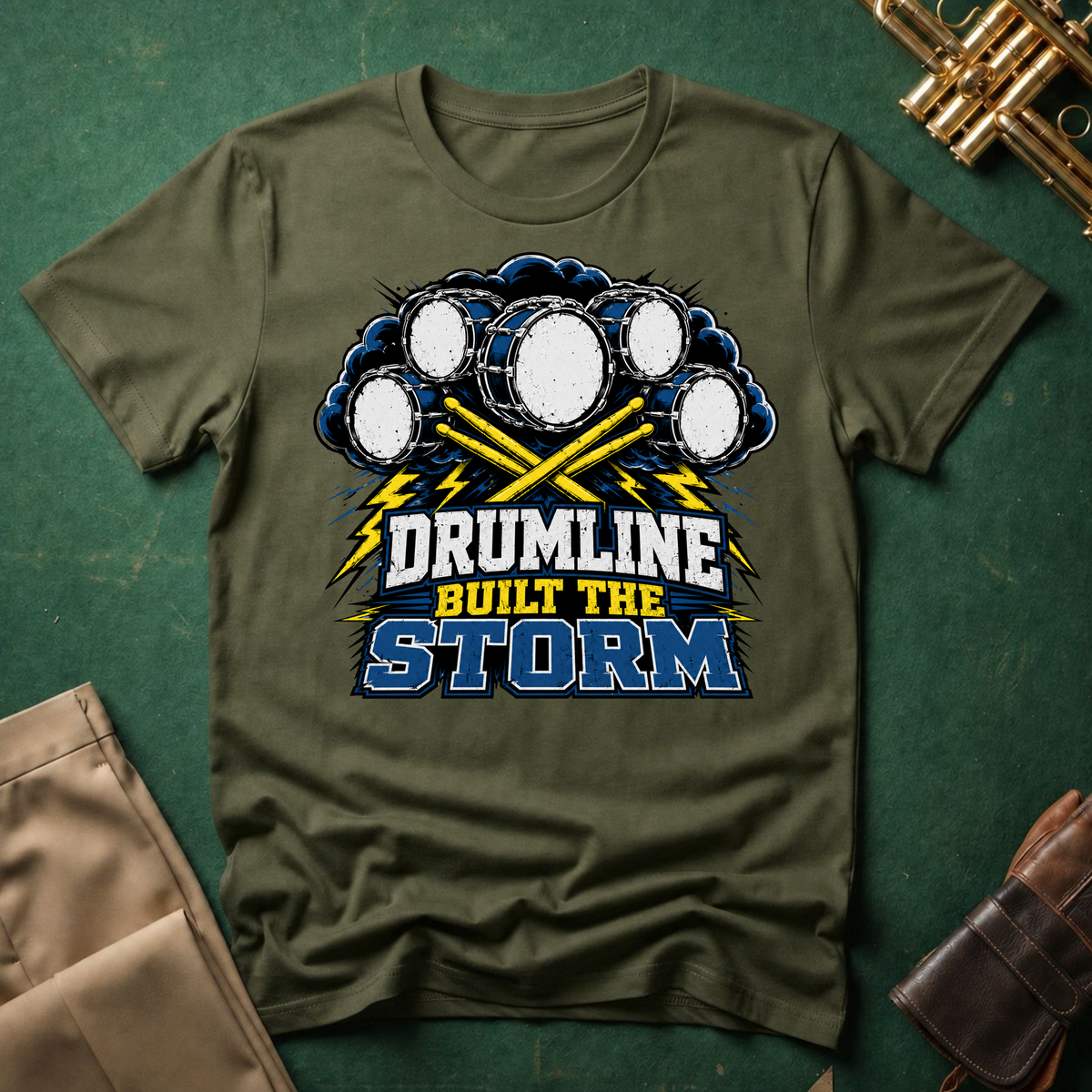 Drumline Built the Storm T-Shirt — Drum Corps Marching Band Tee