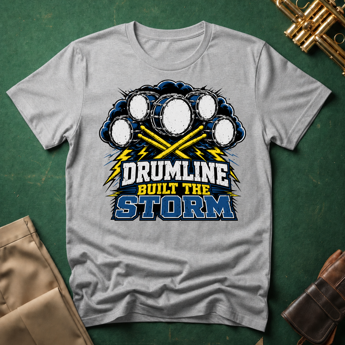 Drumline Built the Storm T-Shirt — Drum Corps Marching Band Tee