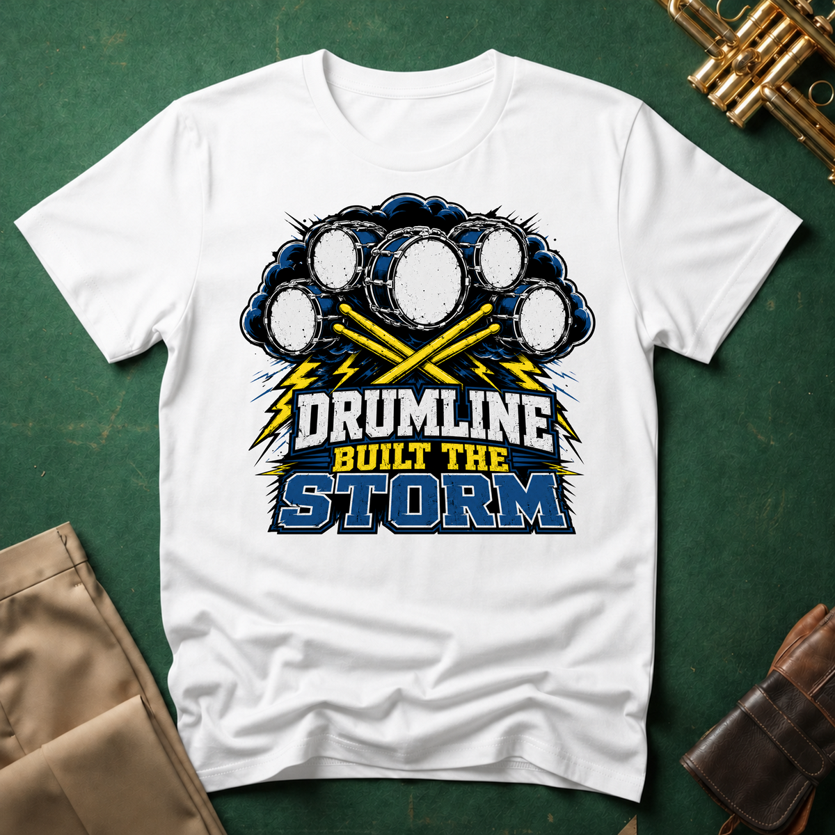 Drumline Built the Storm T-Shirt — Drum Corps Marching Band Tee