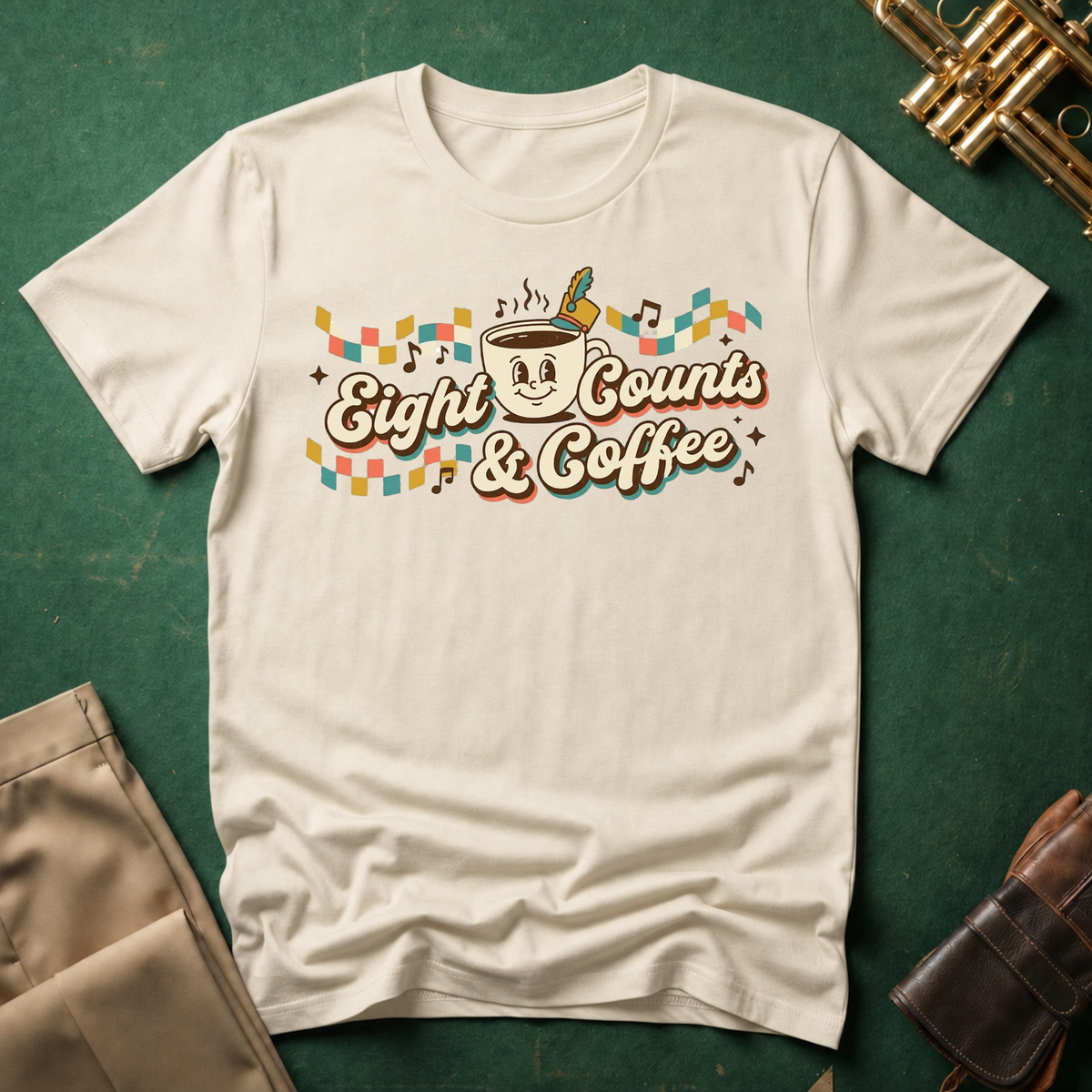 8 Counts and Coffee Retro T-shirt