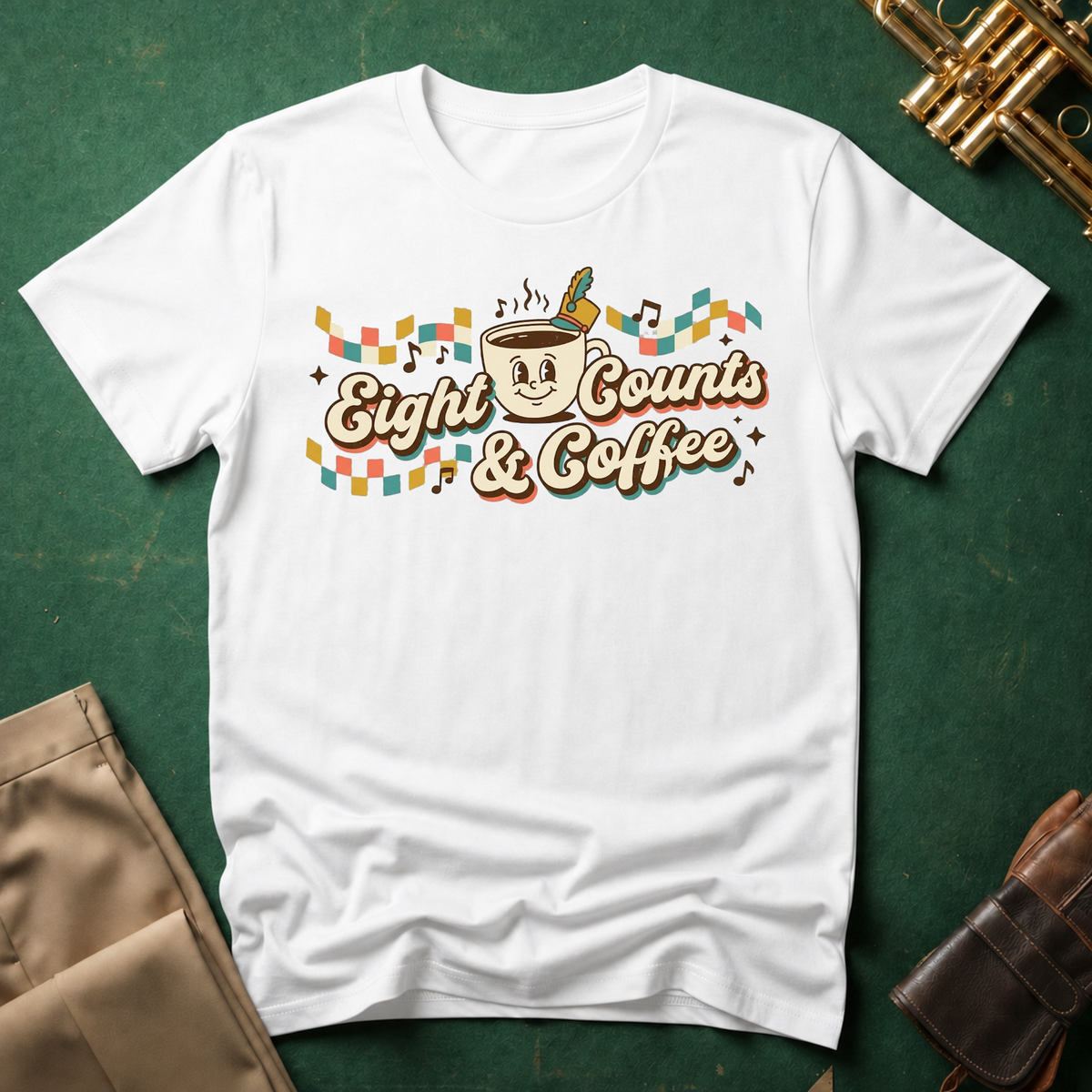 8 Counts and Coffee Retro T-shirt