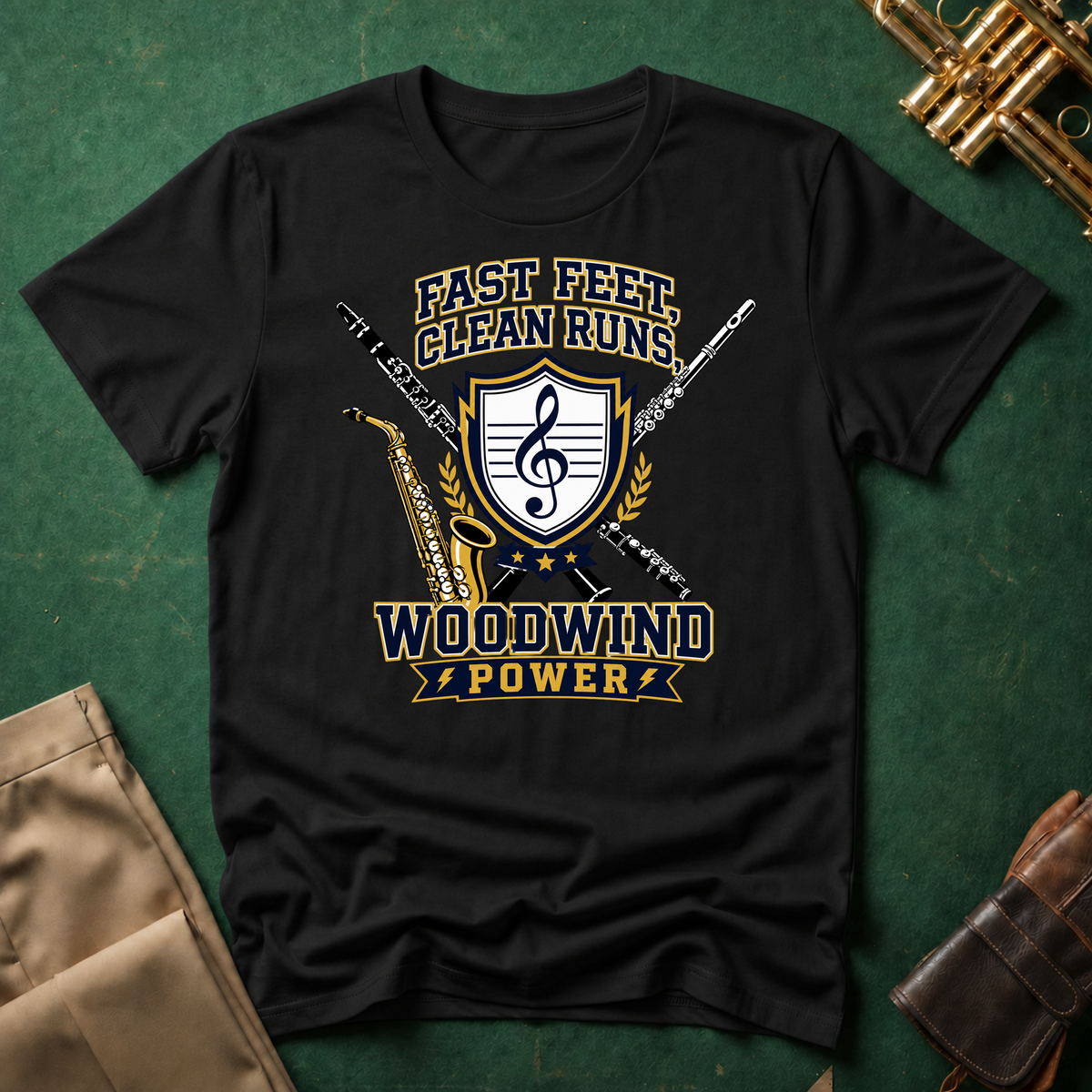 Fast Feet Clean Runs Woodwind Power T-shirt