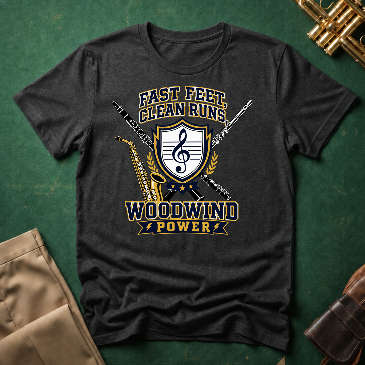 Fast Feet Clean Runs Woodwind Power T-shirt