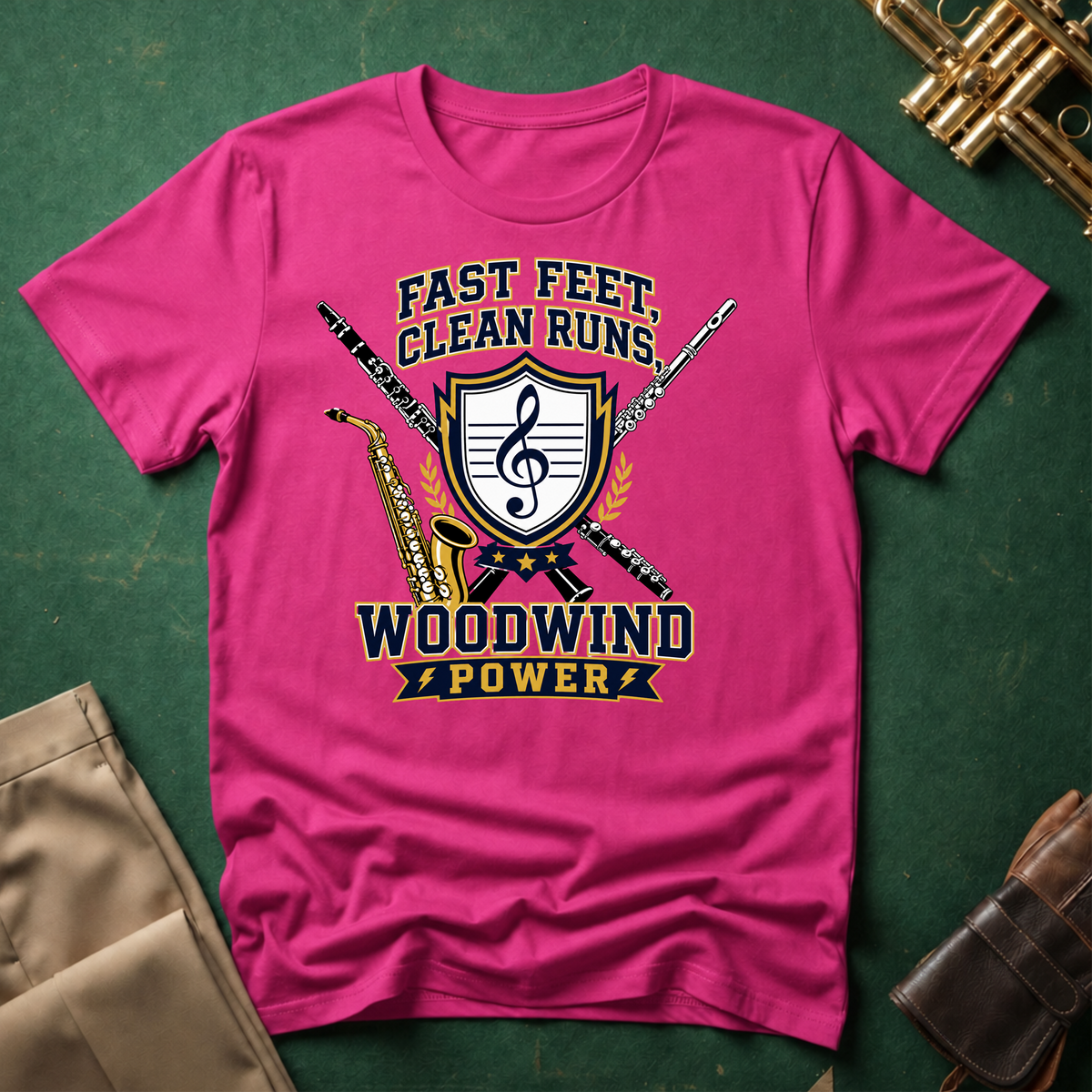 Fast Feet Clean Runs Woodwind Power T-shirt