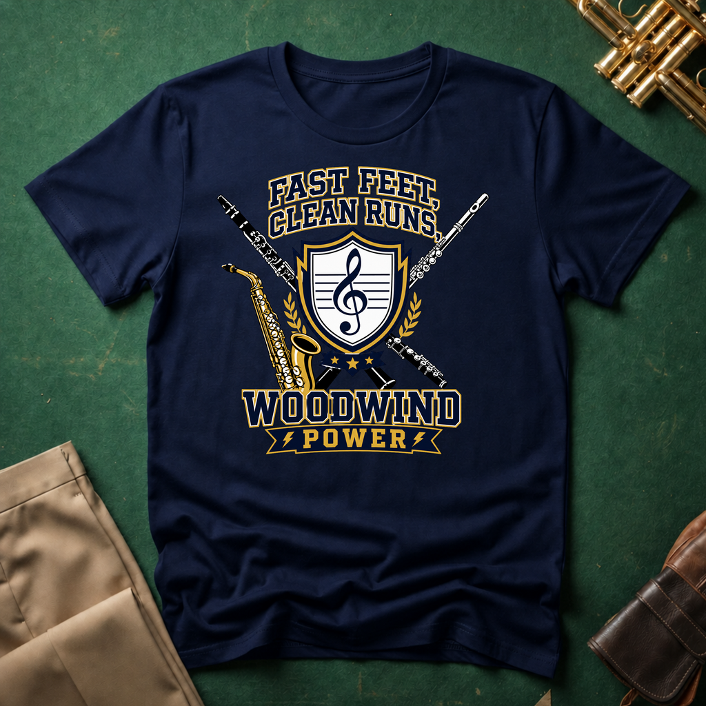 Fast Feet Clean Runs Woodwind Power T-shirt