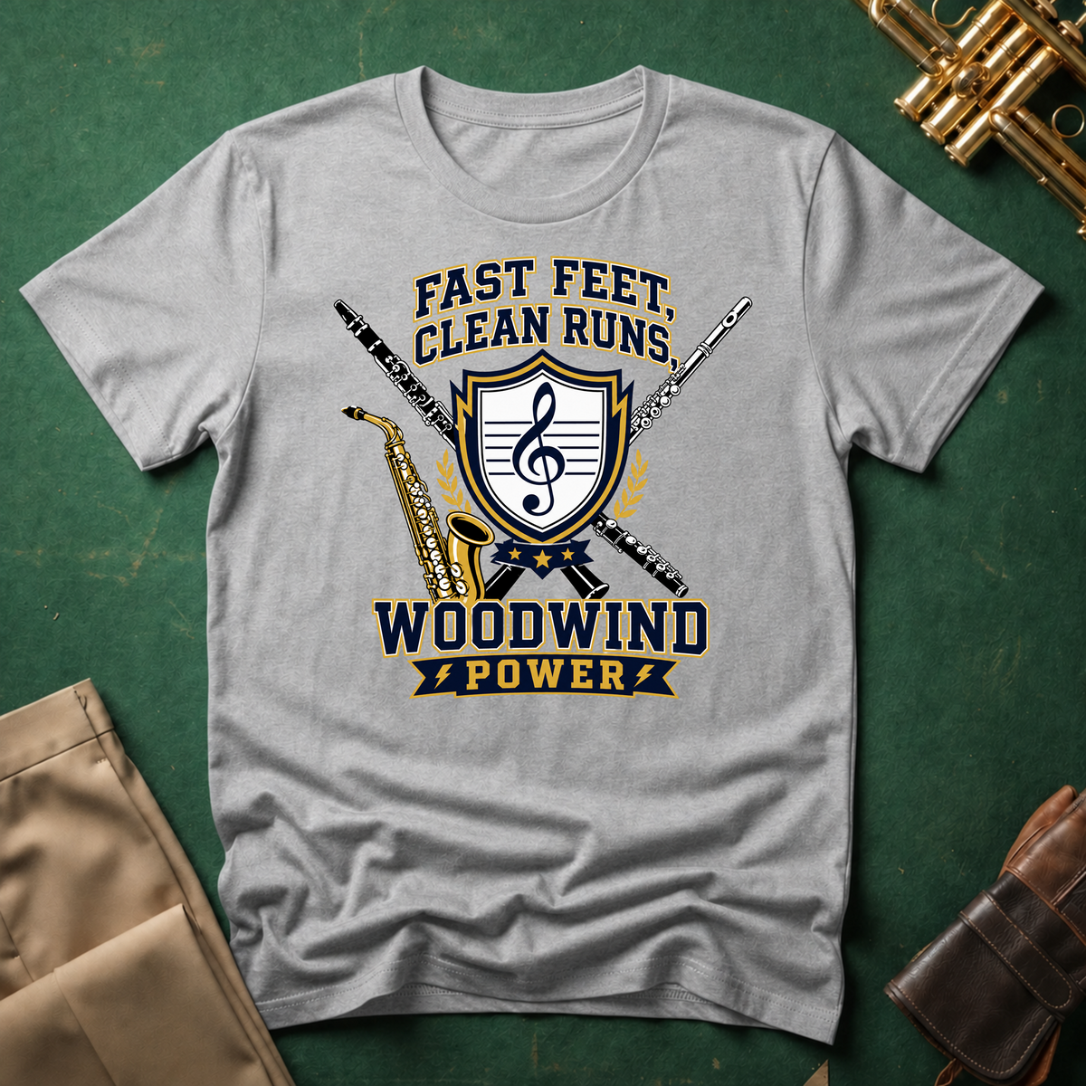 Fast Feet Clean Runs Woodwind Power T-shirt