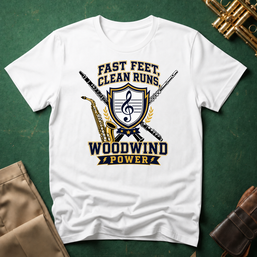 Fast Feet Clean Runs Woodwind Power T-shirt