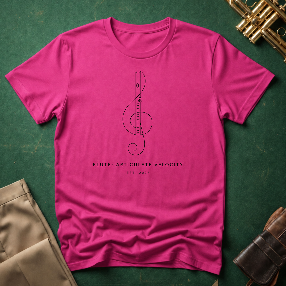 Flute Articulate Velocity Treble Clef T-shirt