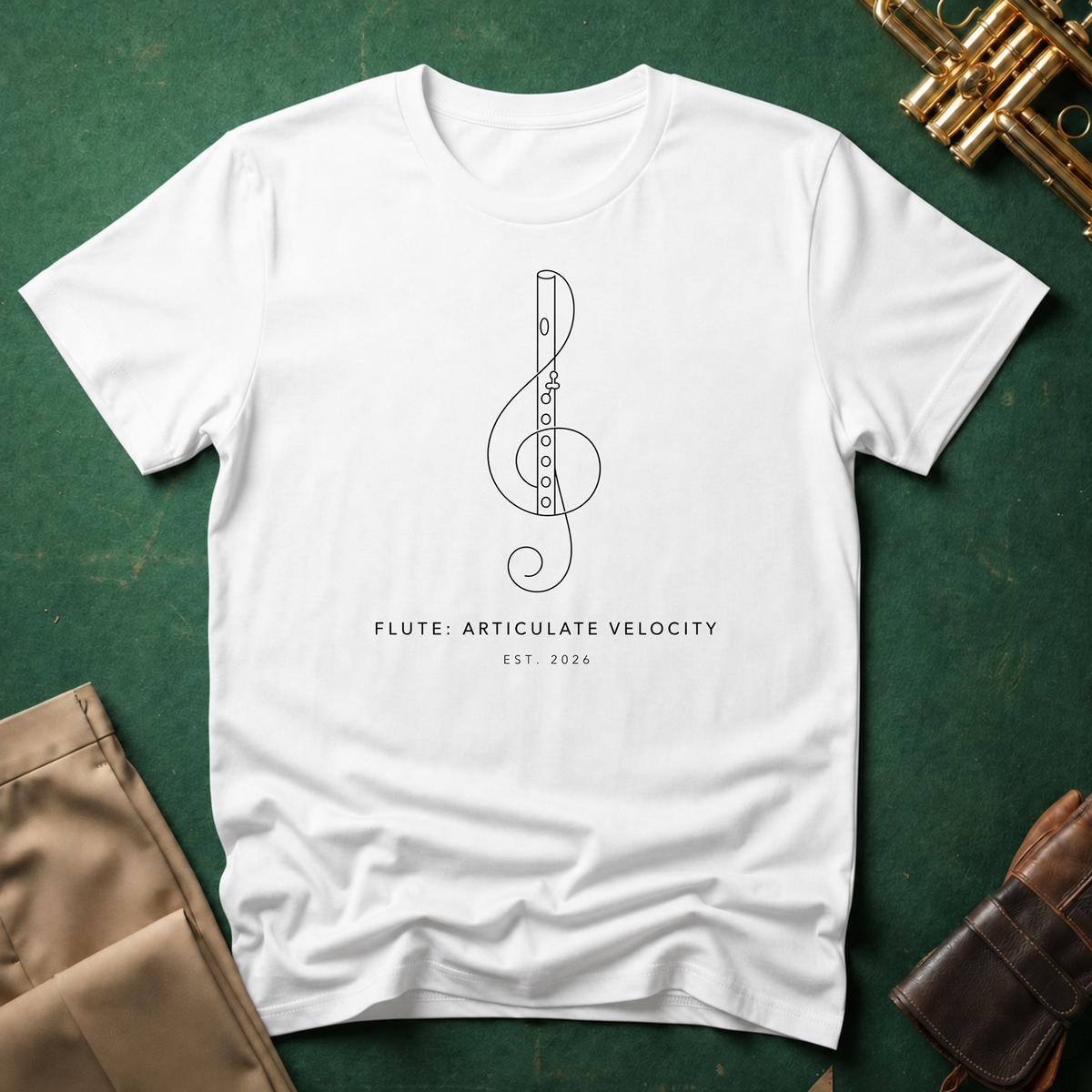 Flute Articulate Velocity Treble Clef T-shirt