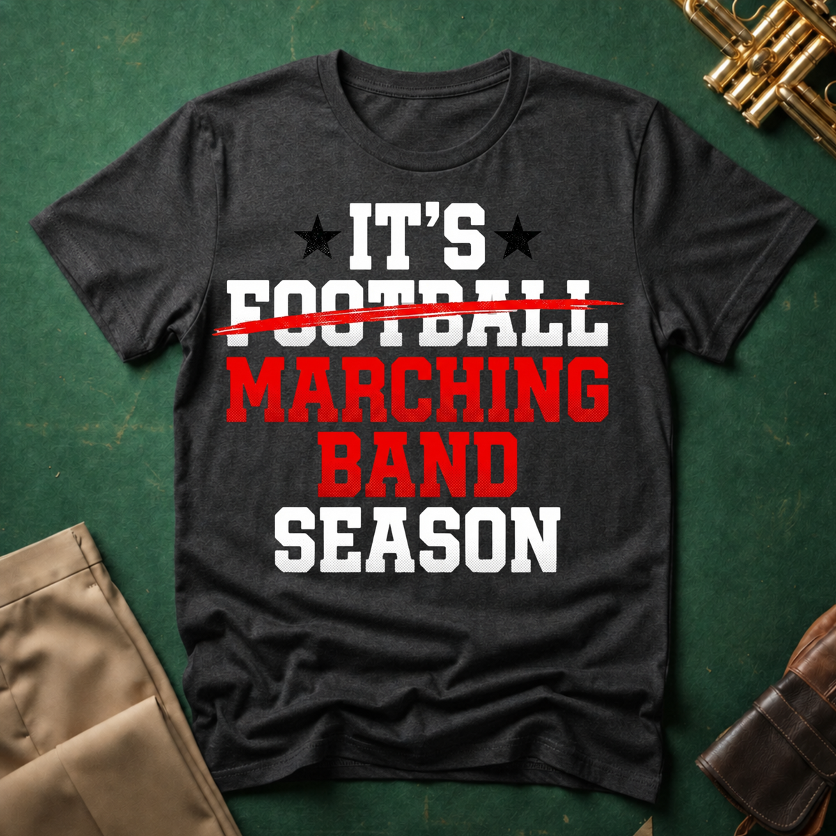 It's Football Marching Band Season Red Text T-shirt