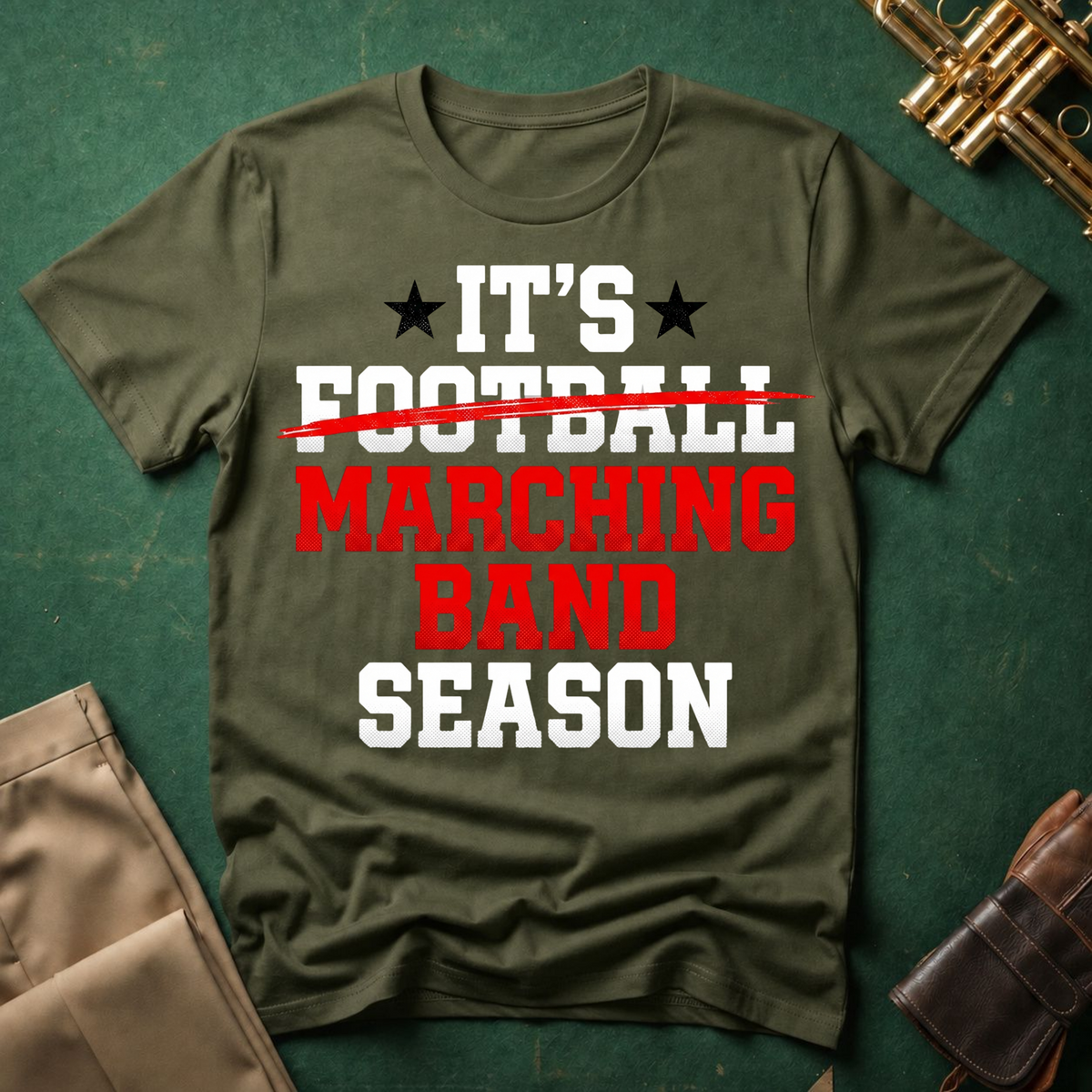 It's Football Marching Band Season Red Text T-shirt