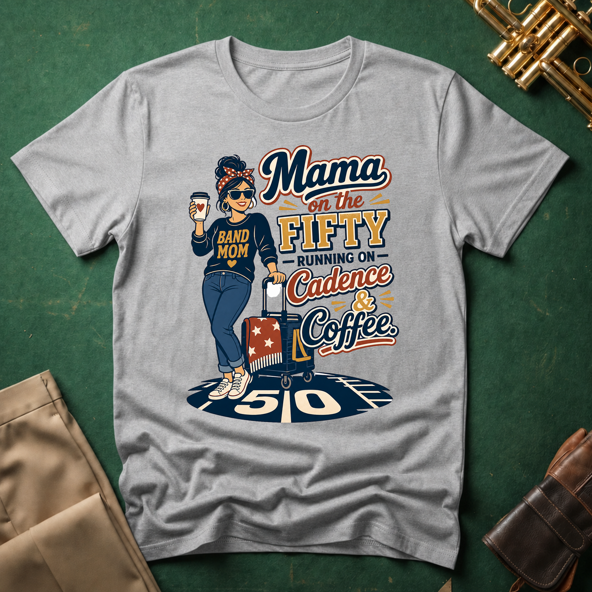 Mama on the 50 Running on Cadence and Coffee T-shirt