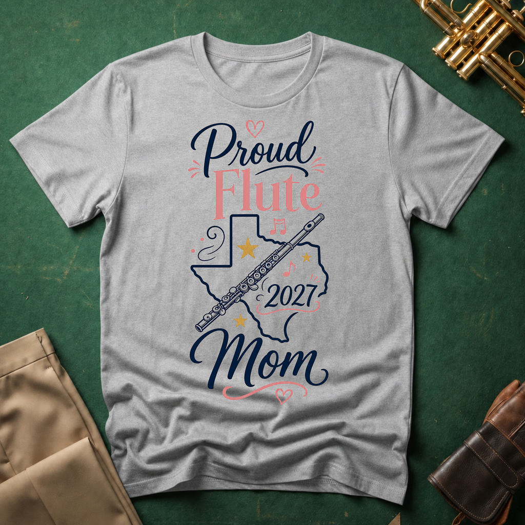 Proud Flute Mom Pink Texas T-shirt