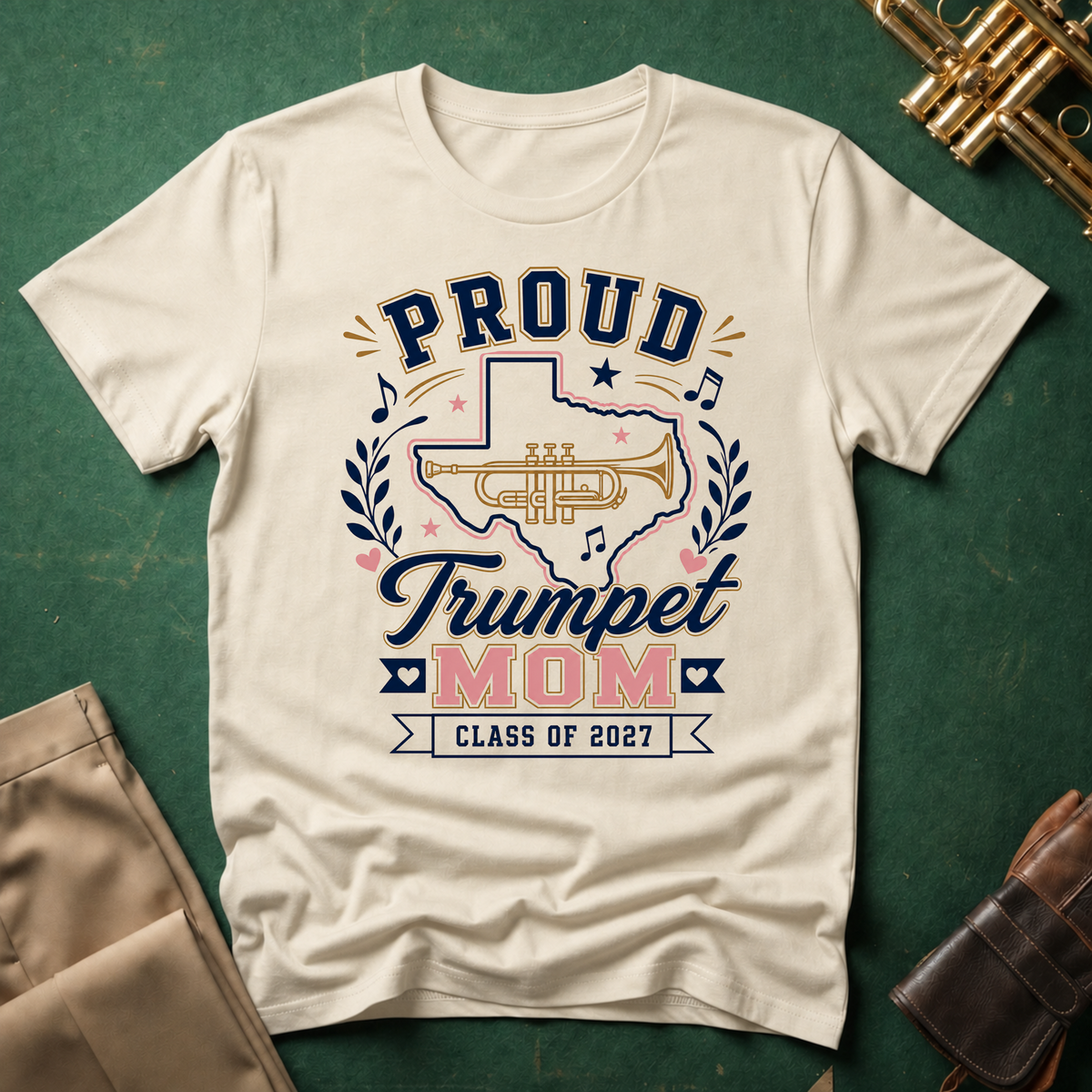 Proud Trumpet TX Mom Class of 2027 T-shirt