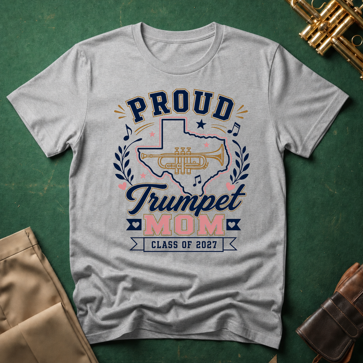 Proud Trumpet TX Mom Class of 2027 T-shirt