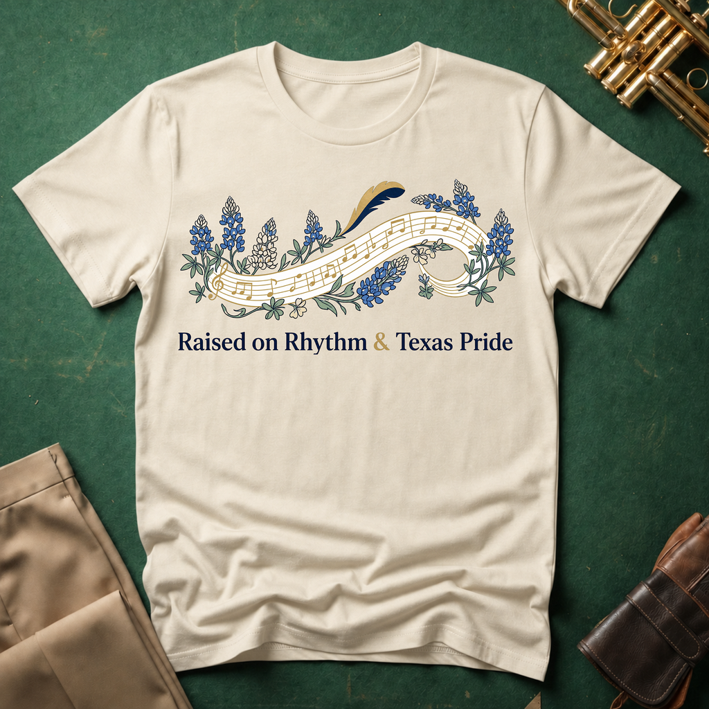 Raised on Rhythm and Texas Pride Bluebonnets T-shirt