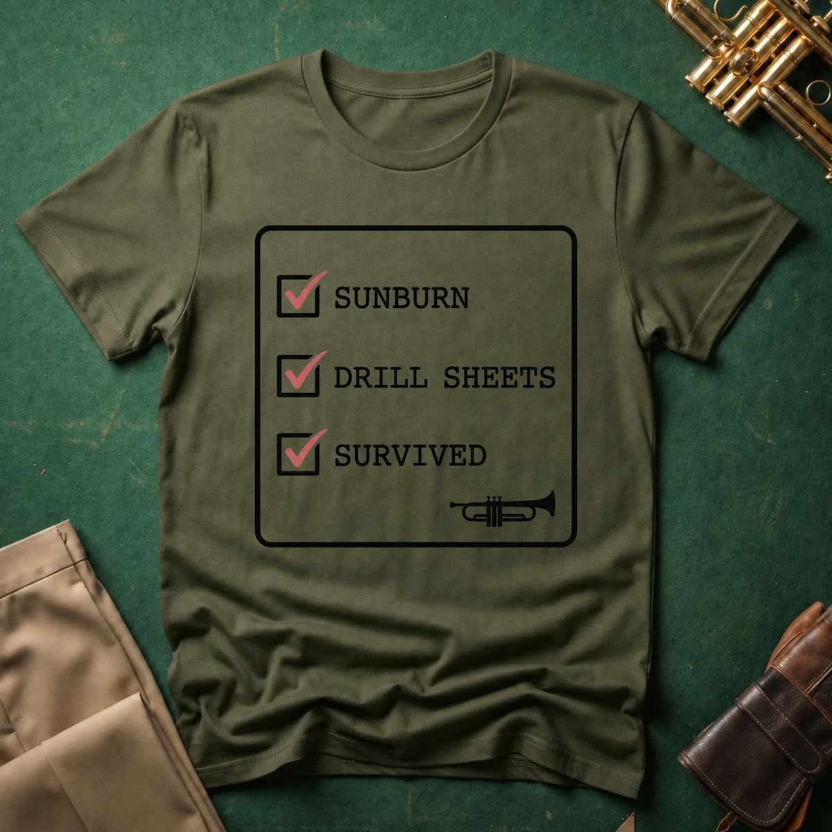 Sunburn Drill Sheets Survived Checklist T-shirt