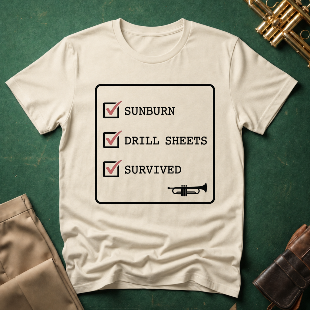 Sunburn Drill Sheets Survived Checklist T-shirt