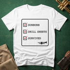 Sunburn Drill Sheets Survived Checklist T-shirt