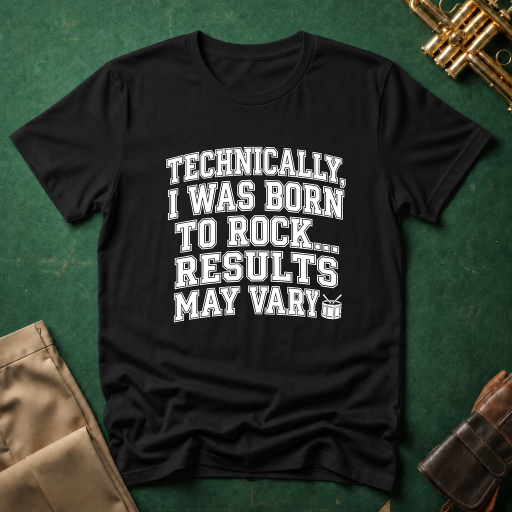 Technically I Was Born To Rock Block Lettering T-shirt
