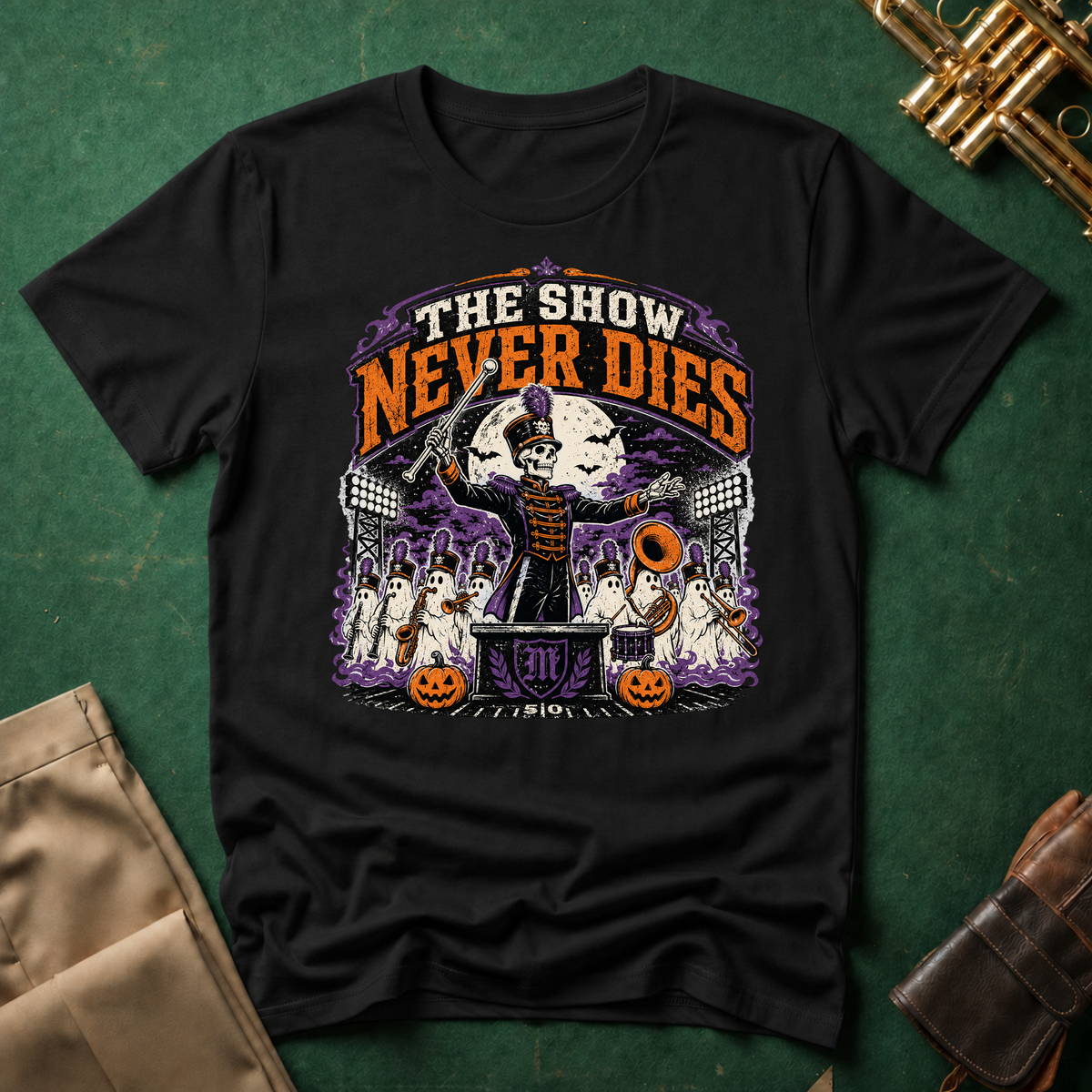 The Show Never Dies Skeleton Ghost Band T-shirt