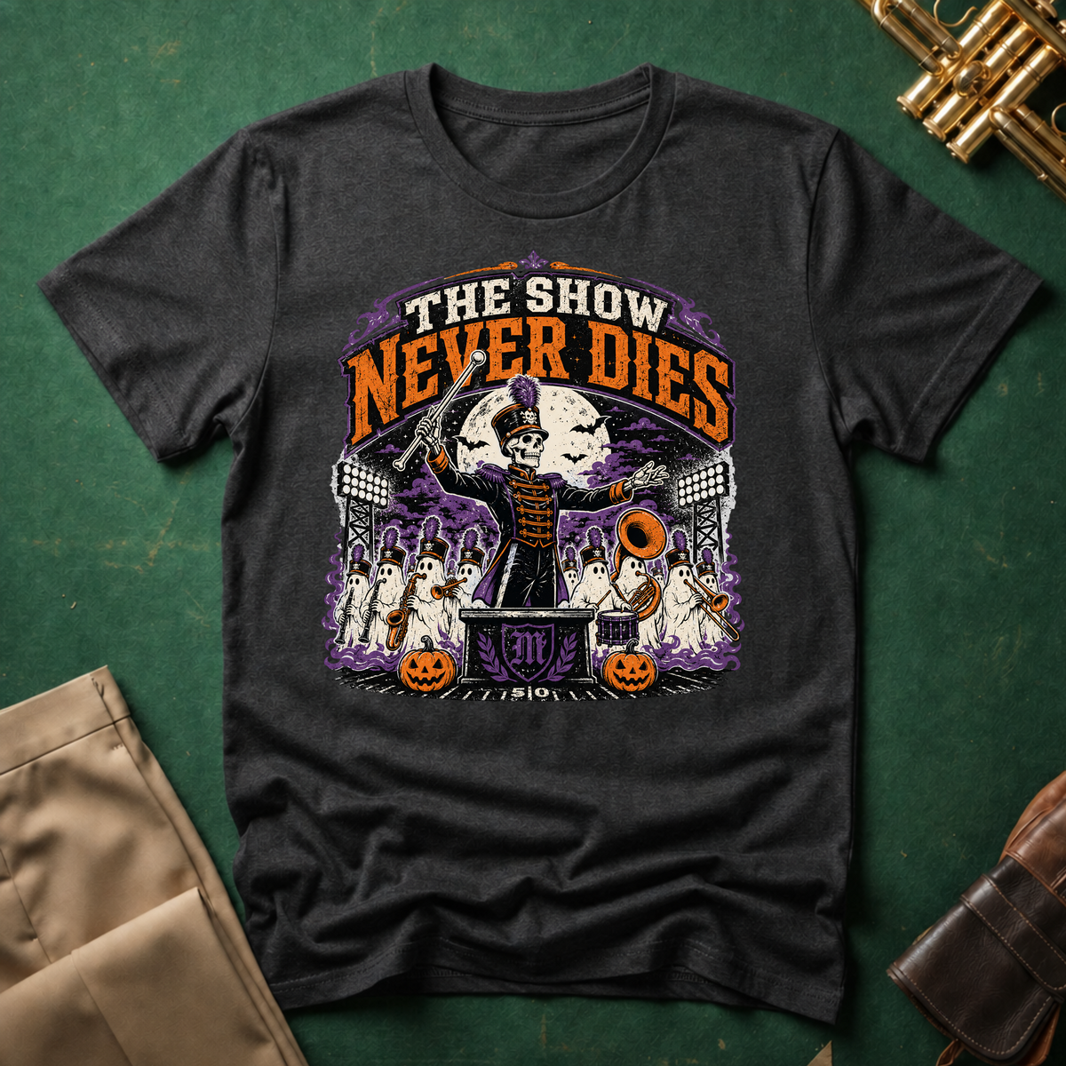 The Show Never Dies Skeleton Ghost Band T-shirt